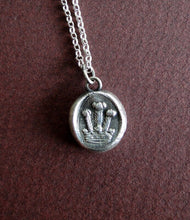 Load image into Gallery viewer, Crown, antique wax seal impression, sterling silver, choice of neck pieces.