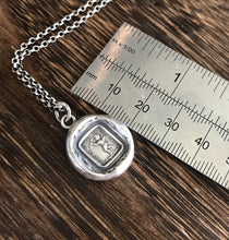 Load image into Gallery viewer, Silver cupid pendant, if I lose it I am lost.  antique wax letter seal. Romantic wax seal impression. Handmade cupid pendant.
