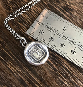 Silver cupid pendant, if I lose it I am lost.  antique wax letter seal. Romantic wax seal impression. Handmade cupid pendant.