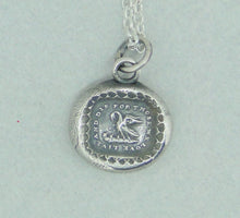 Load image into Gallery viewer, Pelican in her piety, parenthood necklace.  Family pendant, mother nurturing her young. Silver Mother or father gift,  chicks in a nest.