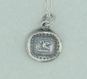 Pelican in her piety, parenthood necklace.  Family pendant, mother nurturing her young. Silver Mother or father gift,  chicks in a nest.