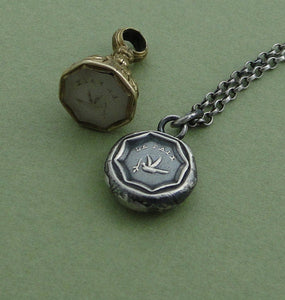 La Paix.....peace, antique wax seal, sterling silver, token, talisman, pendant