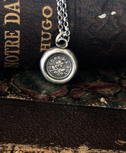 Load image into Gallery viewer, Forget me not, antique wax seal pendant, romantic, sterling silver impression of wax seal.