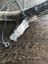 Load image into Gallery viewer, Silver hand pendant.  Victorian memento mori with forget me not flowers. handmade mourning jewelry.