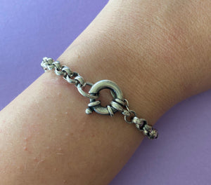 Belcher Chain bracelet.  Large bolt ring clasp.  Made to order in your size.