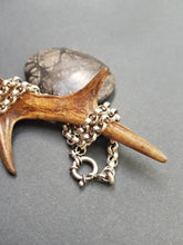 Load image into Gallery viewer, Heavy silver rolo chain. Solid silver statement chain. Luxe Victorian book chain collar.