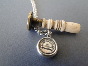 Friendship pendant  antique wax seal impression, sterling silver victorian necklace.  Best friend jewelry