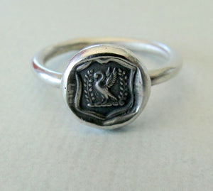 Swan Ring,  wax seal jewelry, sterling silver, amulet.