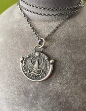 Load image into Gallery viewer, Scorpio handmade sterling silver pendant. Zodiac sign coin necklace.