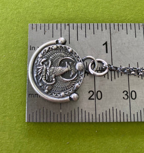 Scorpio handmade sterling silver pendant. Zodiac sign coin necklace.