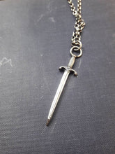 Load image into Gallery viewer, Warrior sword pendant, handmade sterling silver sword charm. meaningful jewelry