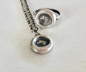 Eagle wax seal pendant.  Antique wax seal necklace. sterling letter seal stamp.