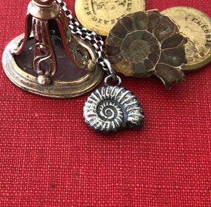 Ammonite fossil, sterling silver cast.  antique wax letter seal &#39;add on&#39;.