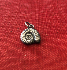 Ammonite fossil, sterling silver cast.  antique wax letter seal &#39;add on&#39;.