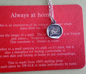 Always at home...... antique wax seal pendant, sterling silver