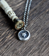Load image into Gallery viewer, Fox necklace, sterling silver necklace, antique wax seal necklace, fox charm. Handmade necklace