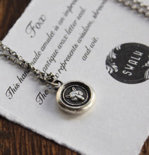 Load image into Gallery viewer, Fox necklace, sterling silver necklace, antique wax seal necklace, fox charm. Handmade necklace