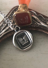 Load image into Gallery viewer, Freedom pendant. Antique wax letter seal &#39;wings&#39; amulet.