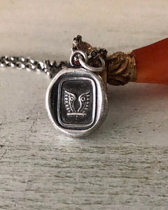 Freedom pendant. Antique wax letter seal &#39;wings&#39; amulet.