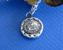 Load image into Gallery viewer, Everlasting love.... sterling silver romantic gift. Antique wax letter seal pendant. &#39;til death do us part&#39;.