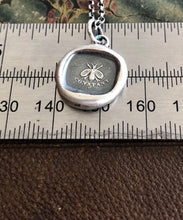Load image into Gallery viewer, Bee constant.  Sterling antique wax seal  impression. Handemade seal pendant.