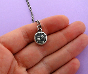For you I live.......... wax seal, sterling silver, rebus puzzle, love pendant.