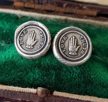 Load image into Gallery viewer, Love truth, stud earrings. hand made wax seal earrings.