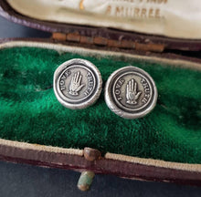 Load image into Gallery viewer, Love truth, stud earrings. hand made wax seal earrings.
