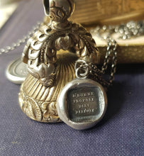 Load image into Gallery viewer, Man proposes, God disposes.  L&#39;homme proposes, Dieu disposes.....  wax seal pendant . Sterling silver.