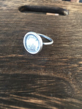 Load image into Gallery viewer, Liberty Ring.  Antique wax letter seal ring, sterling silver ring, bird ring birdcage ring. Freedom ring, liberty ring