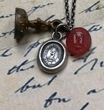 Load image into Gallery viewer, Vincit veritas, truth prevails. Antique wax letter seal pendant. Sterling silver victorian seal impression.