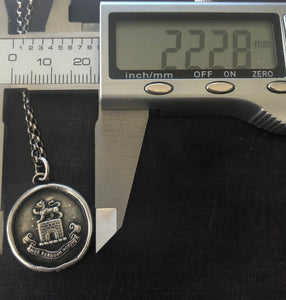 Love never dies.... &#39;Amor nunquam moritur&#39;, antique wax letter seal impression.  Sterling silver handmade heraldry pendant.