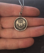 Load image into Gallery viewer, Love never dies.... &#39;Amor nunquam moritur&#39;, antique wax letter seal impression.  Sterling silver handmade heraldry pendant.