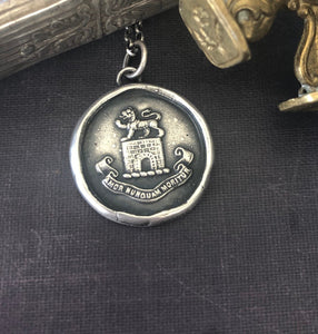 Love never dies.... &#39;Amor nunquam moritur&#39;, antique wax letter seal impression.  Sterling silver handmade heraldry pendant.