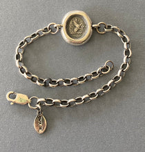 Load image into Gallery viewer, Sterling silver &#39;Valiant&#39; lion bracelet. Antique wax letter seal impression