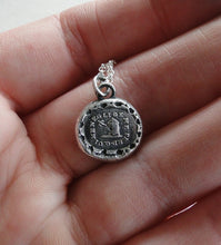 Load image into Gallery viewer, He who Neglects me loses me.... wax seal pendant, necklace, chain  sterling silver, pendant, bird necklace, birdcage necklace, silver charm