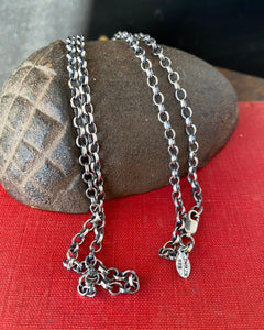 Lovely solid, 3mm sterling silver, Rolo chain,  Chunky sterling silver belcher chain.  Custom chain cut to order.