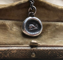 Load image into Gallery viewer, Dolphin pendant.  Antique wax letter seal pendant .  Sterling silver handmade dolphin necklace.