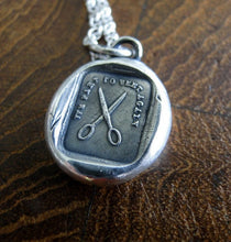 Load image into Gallery viewer, We part to meet again…….Sterling silver, antique wax seal impression, handmade, pendant.