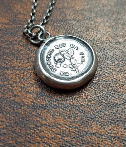 Flower and butterfly pendant Your sweetness is my life. Ta doucéur est ma vie...  you are my everything. Antique wax letter seal.