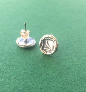 Knowledge earrings. raven wax seal jewelry, sterling silver, amulet studs