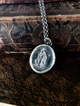 Load image into Gallery viewer, hope Sustains..... lady and anchor, wax seal impression, sterling silver, faith and hope