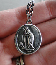 Load image into Gallery viewer, hope Sustains..... lady and anchor, wax seal impression, sterling silver, faith and hope