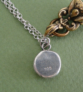 heart pendant, antique wax letter seal, crowned heart.  Perfect gift for wedding, bride or brides maid
