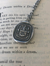 Load image into Gallery viewer, Stand Sure, English heraldry wax seal impression. Ocean themed family crest.  Sterling silver handmade pendant.