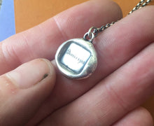 Load image into Gallery viewer, Friendship pendant. Antique wax letter seal jewellery. Sterling silver amulet. best friend pendant.