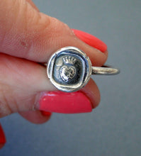 Load image into Gallery viewer, Crowned heart ring, pure love,  wax seal jewelry, sterling silver, amulet