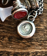 Load image into Gallery viewer, Tiny butterfly pendant.  Wax seal impression. Sterling silver antique wax seal necklace.