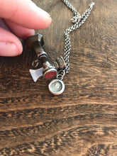 Load image into Gallery viewer, Tiny butterfly pendant.  Wax seal impression. Sterling silver antique wax seal necklace.