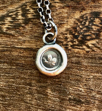Load image into Gallery viewer, Tiny butterfly pendant.  Wax seal impression. Sterling silver antique wax seal necklace.